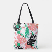 Tote Bag Abstrait tropical feuilles exotique monstera mode  (Dos)