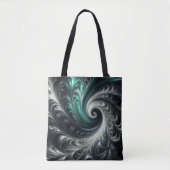 Tote Bag Abstrait vert, argent et noir (Devant)