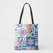 Tote Bag Abstraite carte florale. Motif folklorique incompa (Devant)
