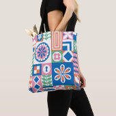 Tote Bag Abstraite carte florale. Motif folklorique incompa (De près)