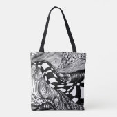 Tote Bag Abstraite ligne noire et blanche (Dos)
