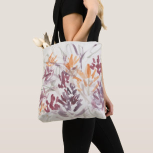 Tote Bag Abstraite peinture à la fleur violet orange