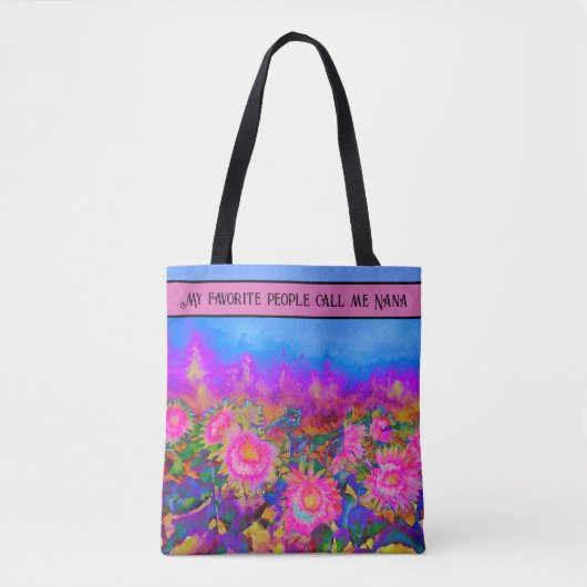 Tote Bag Abstraits champs de tournesol rose fleuri rose rét (Devant)