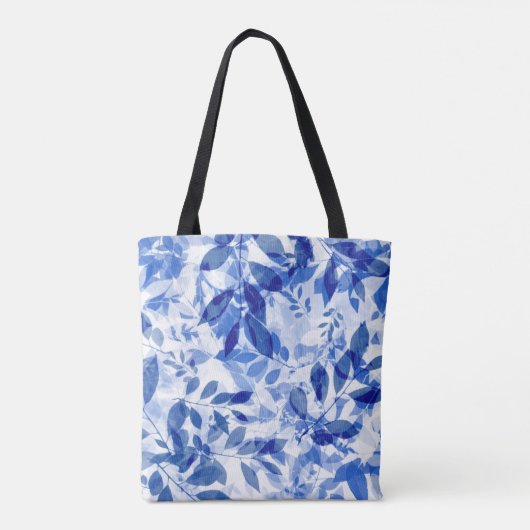 Tote Bag Abstraits Feuilles bleu et blanc (Dos)