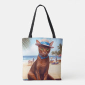 Tote Bag Abyssinian cat on Beach, cadeau d'été pour amoureu (Dos)