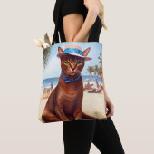 Tote Bag Abyssinian cat on Beach, cadeau d'été pour amoureu (De près)