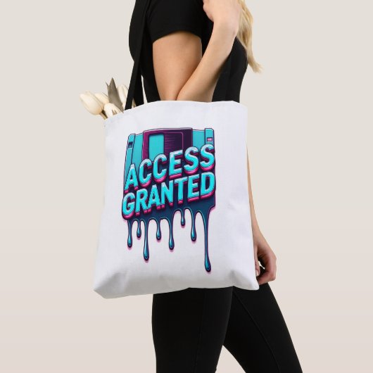 Tote Bag Accès Autorisé | Graphisme de Disquette de Hacker  (De près)