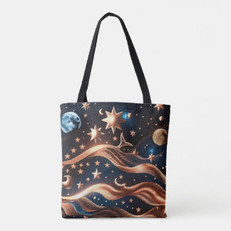 Tote Bag Accessoire de Lune Céleste Bronze Brillante
