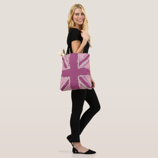 Tote Bag Accessoire pour femmes Union Jack Rose violet (Sur le modèle)