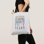 Tote Bag Accessoires de fête du 50e anniversaire :<br><div class="desc">Accessoires de fête du 50e anniversaire faveurs et cadeaux. Arrière rayée. Partie d'une collection correspondante.</div>