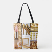 Tote Bag Accessoires d'or Collage de mode glamour (Dos)