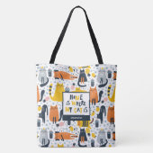 Tote Bag Accueil est là où mon chat est Motif Nom monogramm (Dos)