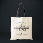 Tote Bag Accueil personnalisé du Mariage de Chicago<br><div class="desc">Bienvenue à vos invités hors de la ville avec ce sac de bienvenue mariage de Chicago.</div>