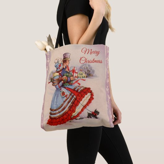 Tote Bag Achats de Noël à l'ancienne (De près)