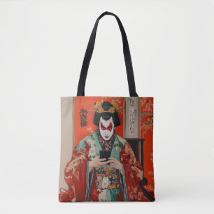 Tote Bag Acteur Kabuki avec téléphone cellulaire