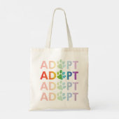 Tote Bag Adopter le texte empilé Paw Arc-en-ciel (Dos)