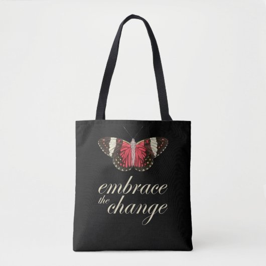 Tote Bag Adoptez le changement - Papillon rose (Devant)