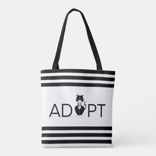 Tote Bag Adoptez le chat sauvage Tuxedo moderne (Dos)