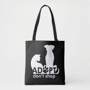 Tote Bag Adoptez Ne pas Acheter Chien Chat Blanc
