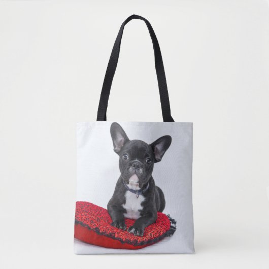 Tote Bag Adorable Black and White Bulldog Puppy Photo (Devant)
