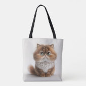 TOTE BAG ADORABLE BROWN CARTOON IMAGINAIRE CAT (Dos)