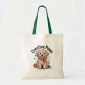 Tote Bag Adorable Brown Dog Artist with Paintbrush Yarn Art (Devant)