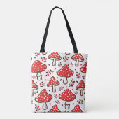 Tote Bag Adorable champignons dessinés à la main rouge et b (Dos)