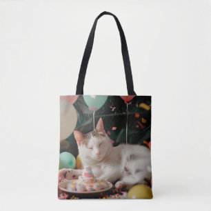 Tote Bag Adorable Chat Anniversaire Design de fête