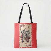 Tote Bag adorable chatons dans un panier de fleurs (Devant)