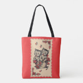 Tote Bag adorable chatons dans un panier de fleurs (Dos)