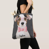 Tote Bag Adorable chien terrier avec lunettes et une cravat (De près)
