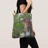 Tote Bag Adorable Chipmunk en fleurs (De près)