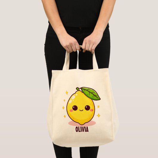 Tote Bag Adorable Citron jaune mignon Personnalisé (Devant (produit))