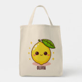 Tote Bag Adorable Citron jaune mignon Personnalisé (Dos)
