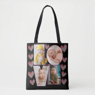 Tote Bag adorable coutume modèle photo coeurs roses