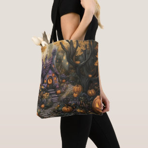 Tote Bag Adorable Éffrayant House et Halloween Citrouille P