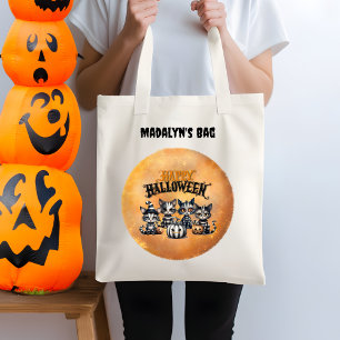 Tote Bag Adorable Éffrayant noir et blanc Halloween Kitten