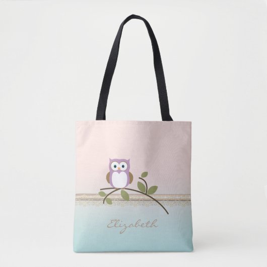 Tote Bag Adorable Girly Cute Owl (Devant)