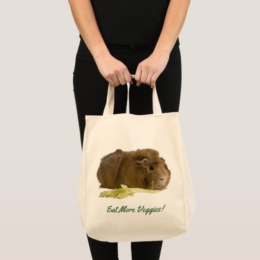 Tote Bag Adorable Guinée Cochon Mange Céleri Photo Réutilis (Devant (produit))