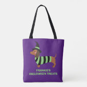Tote Bag Adorable Halloween Dachshund Chien Costume sorcier (Dos)