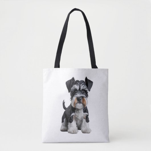 Tote Bag Adorable HD miniature Schnauzer Portrait de chiot  (Devant)