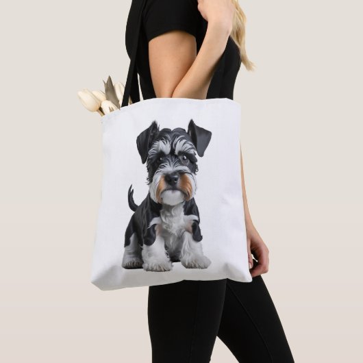 Tote Bag Adorable HD miniature Schnauzer Portrait de chiot  (De près)