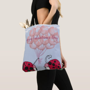 Tote Bag Adorable Ladybug Avec Joli Bouquet De Balloon Rose
