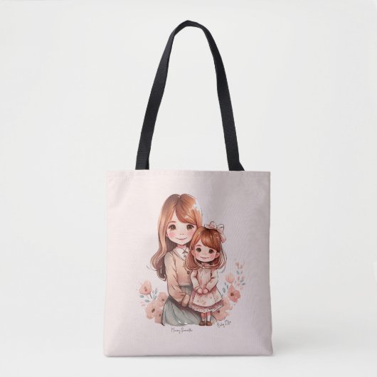 Tote Bag Adorable maman et fille Bond (Devant)