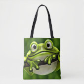 Tote Bag Adorable Mignonne Grenouille Verte Dans L'Arbre Ca (Devant)