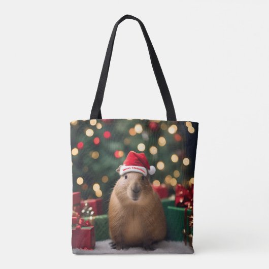 Tote Bag Adorable Noël Capybara, (Dos)