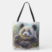 Tote Bag Adorable Ours De Panda Mangeant Bambou (Dos)