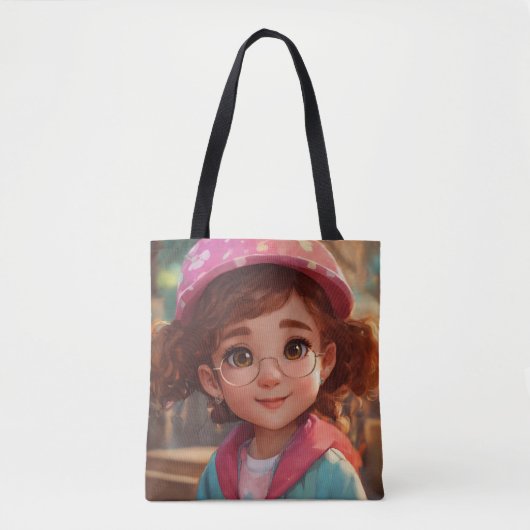 Tote Bag "Adorable petite fille de dessin animé" (Devant)