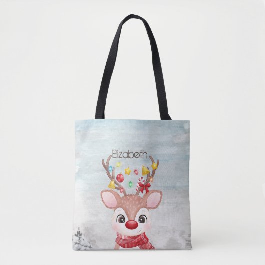 Tote Bag Adorable renne de Noël (Devant)