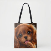 Tote Bag Adorable Ruby Cavalier Spaniel  (Devant)